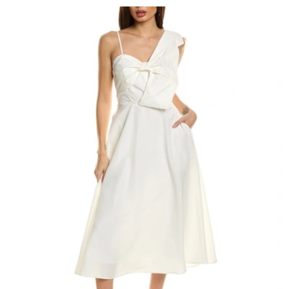 Elie Tahari White Bow Dress, white rehearsal dress, size 6